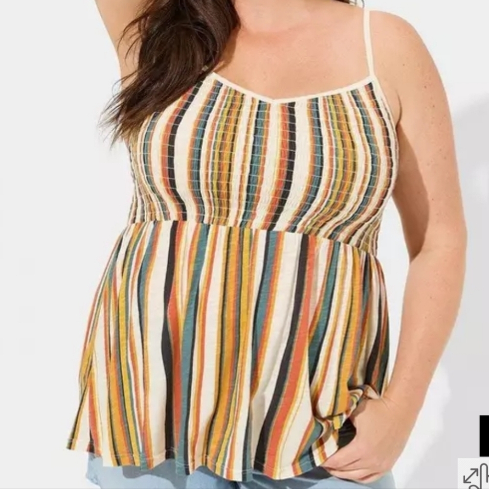 NWT Torrid V-Neck Smocked Babydoll Tank 1X
